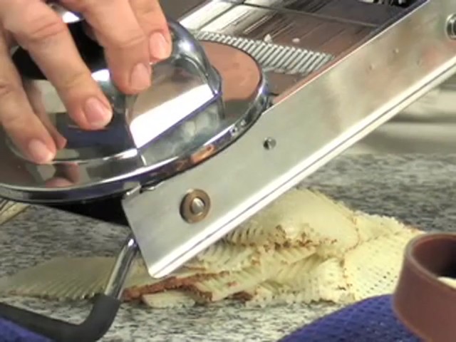 Pro Stainless Steel Mandoline Slicer with BONUS Food Pusher / Receptacle - image 9 from the video